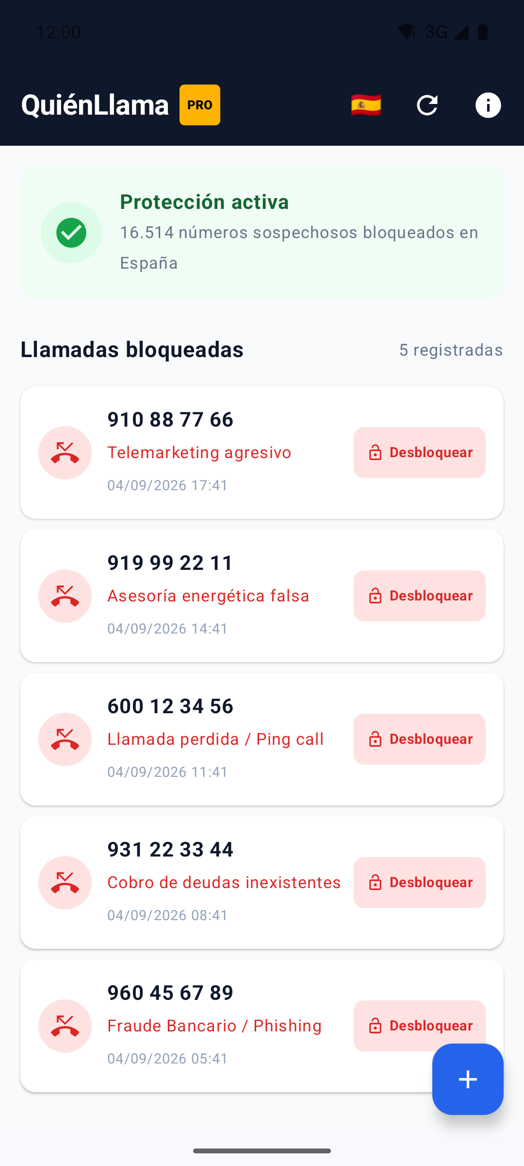 Quién Llama Android - Historial de llamadas bloqueadas